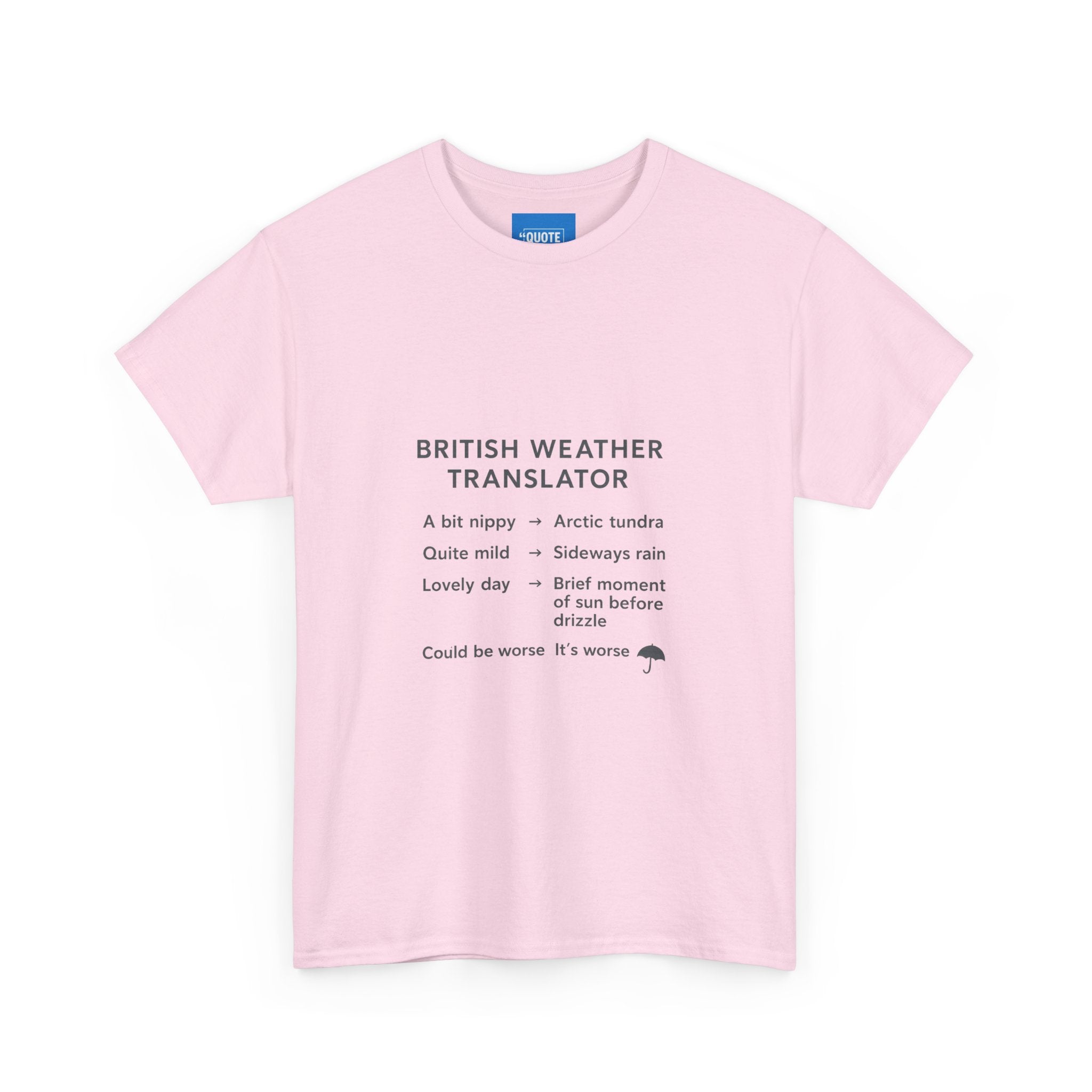 British Weather Problems Unisex Tee, Humorous British Tee, Heavy Cotton T-Shirt, Funny UK Tee